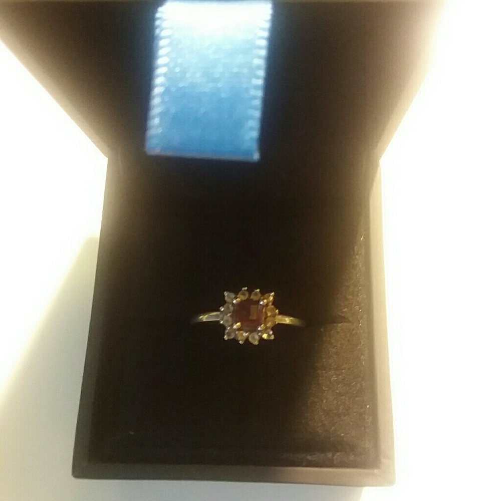 Sterling silver topaz and rhodolite stone
